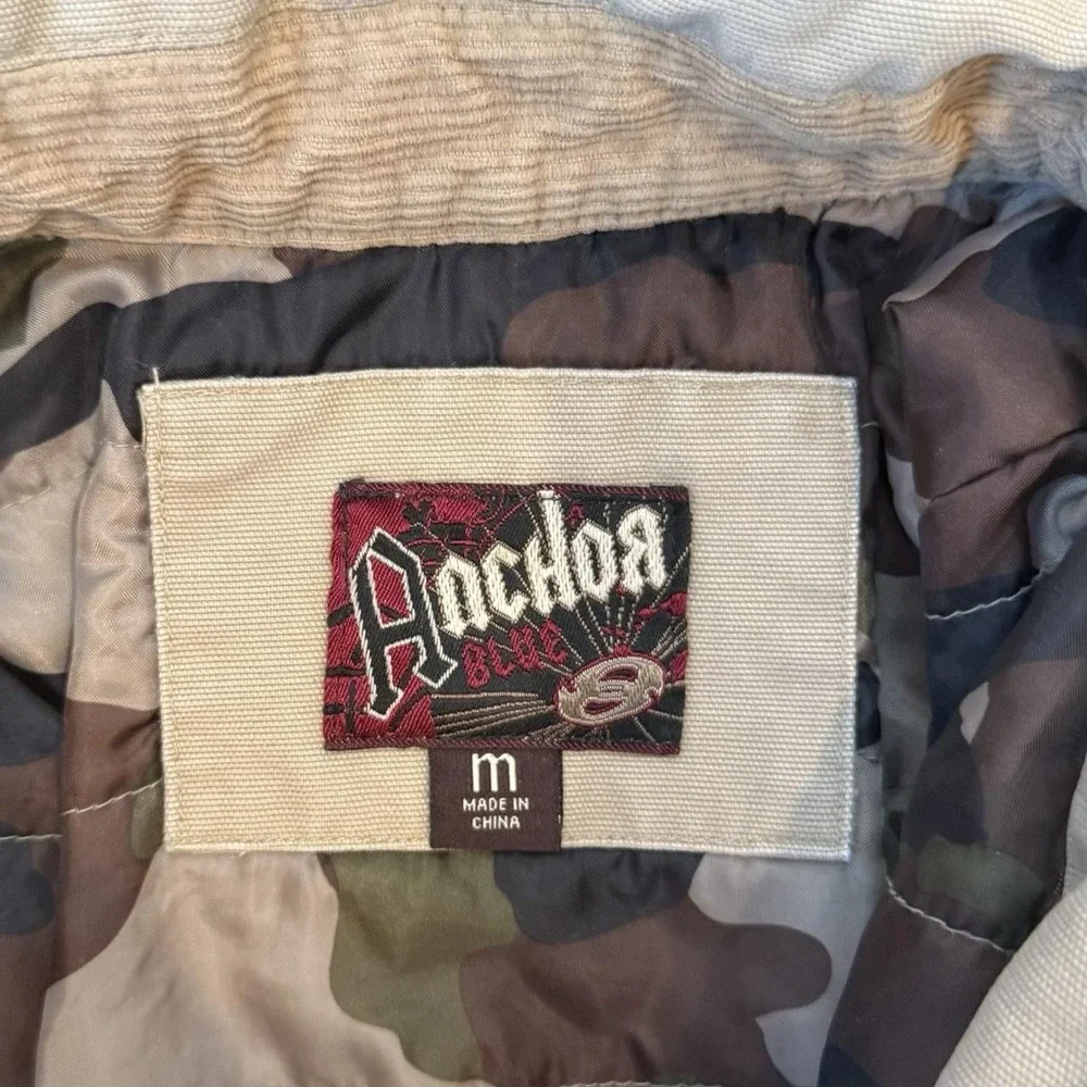 Vintage Anchor Blue Detroit Jacket Camo Quilted Lining Men's Medium Workwear Y2K